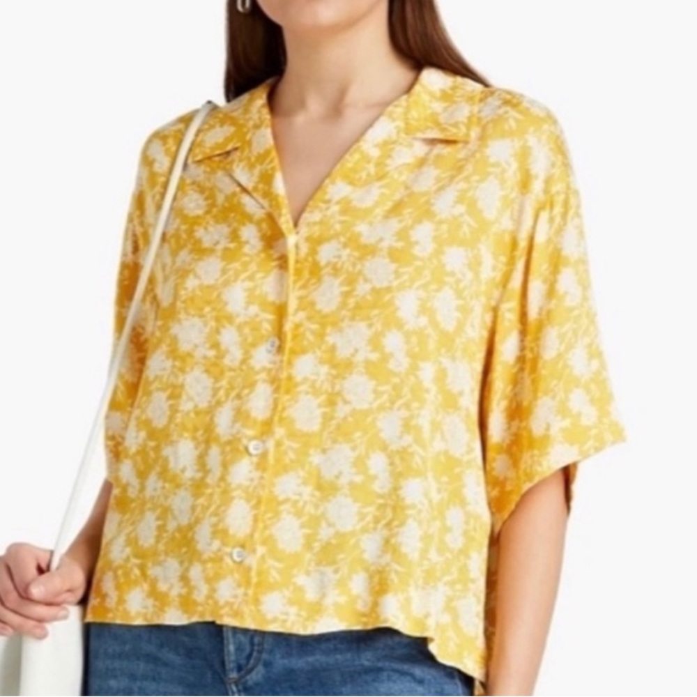 Rag & Bone Yellow Reed Floral Jacquard Camp Shirt